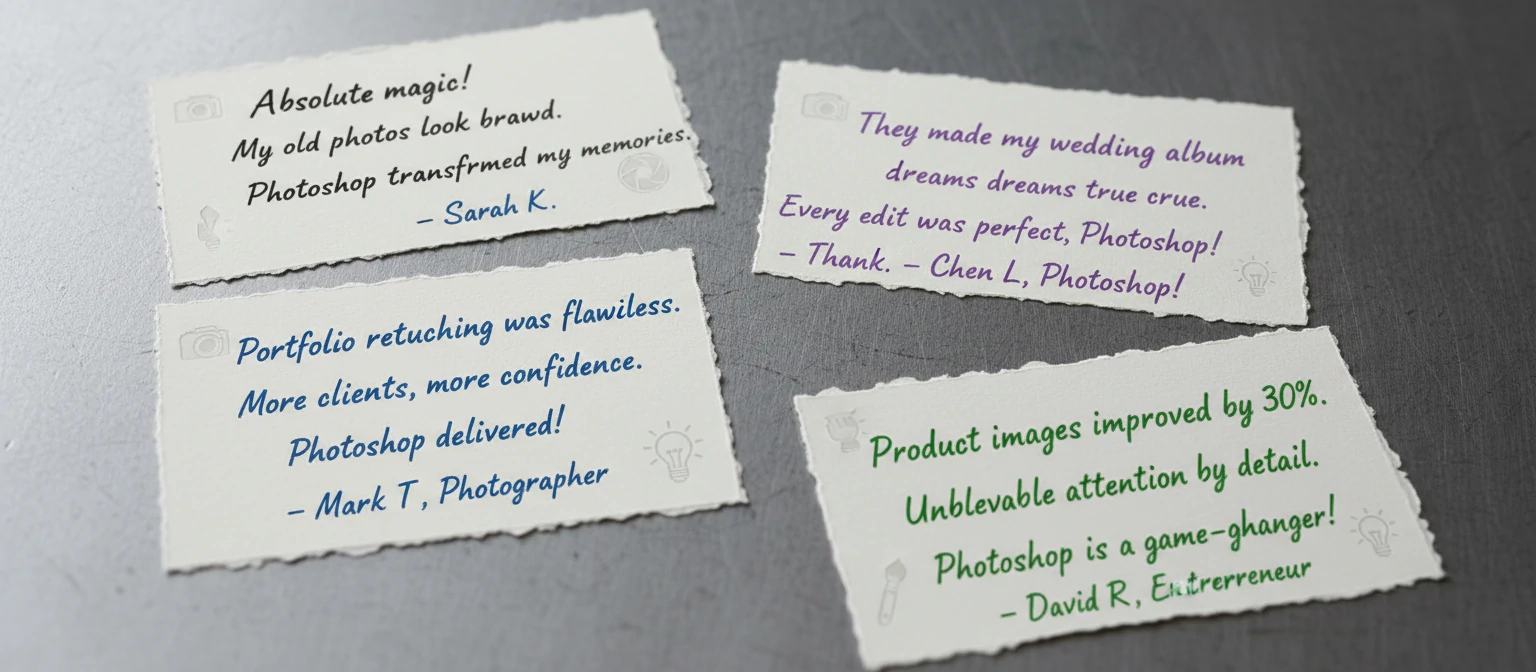 Testimonials from Photoshop clients
