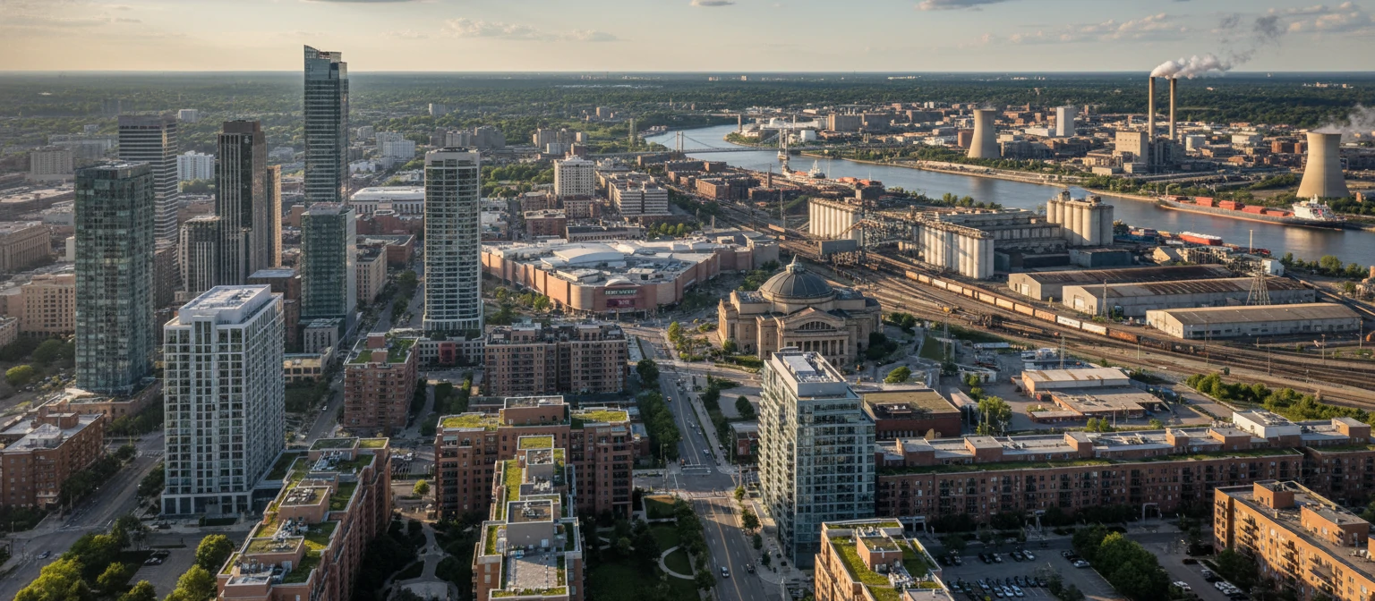 Various types of buildings - residential, commercial, industrial