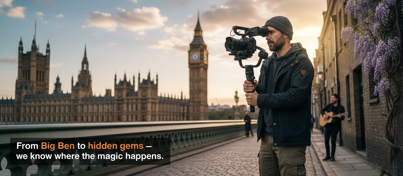 Videographer filming at iconic London landmarks