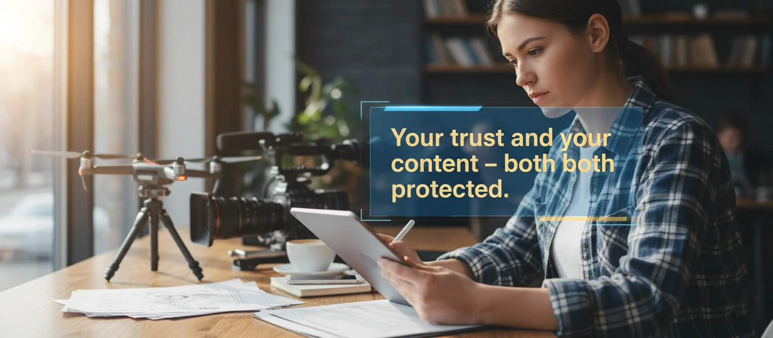 Videographer reviewing contract