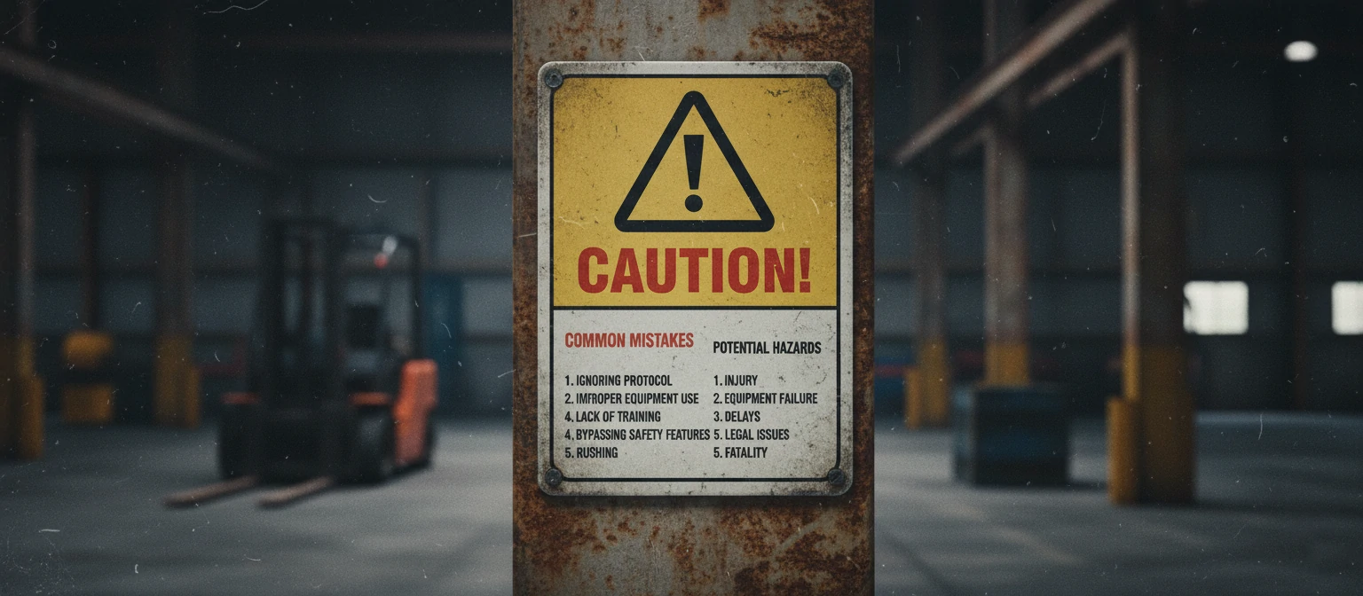 Warning signs graphic with common mistakes listed