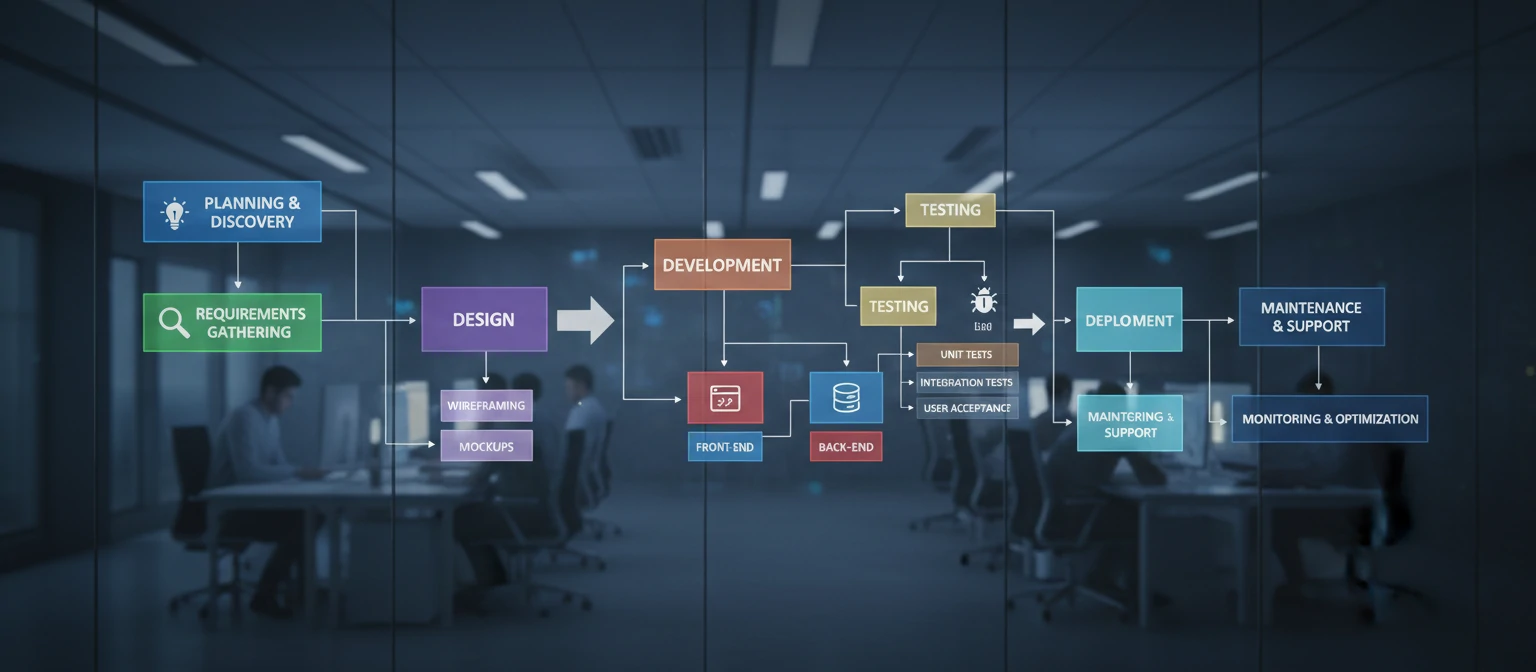 Web development process flowchart