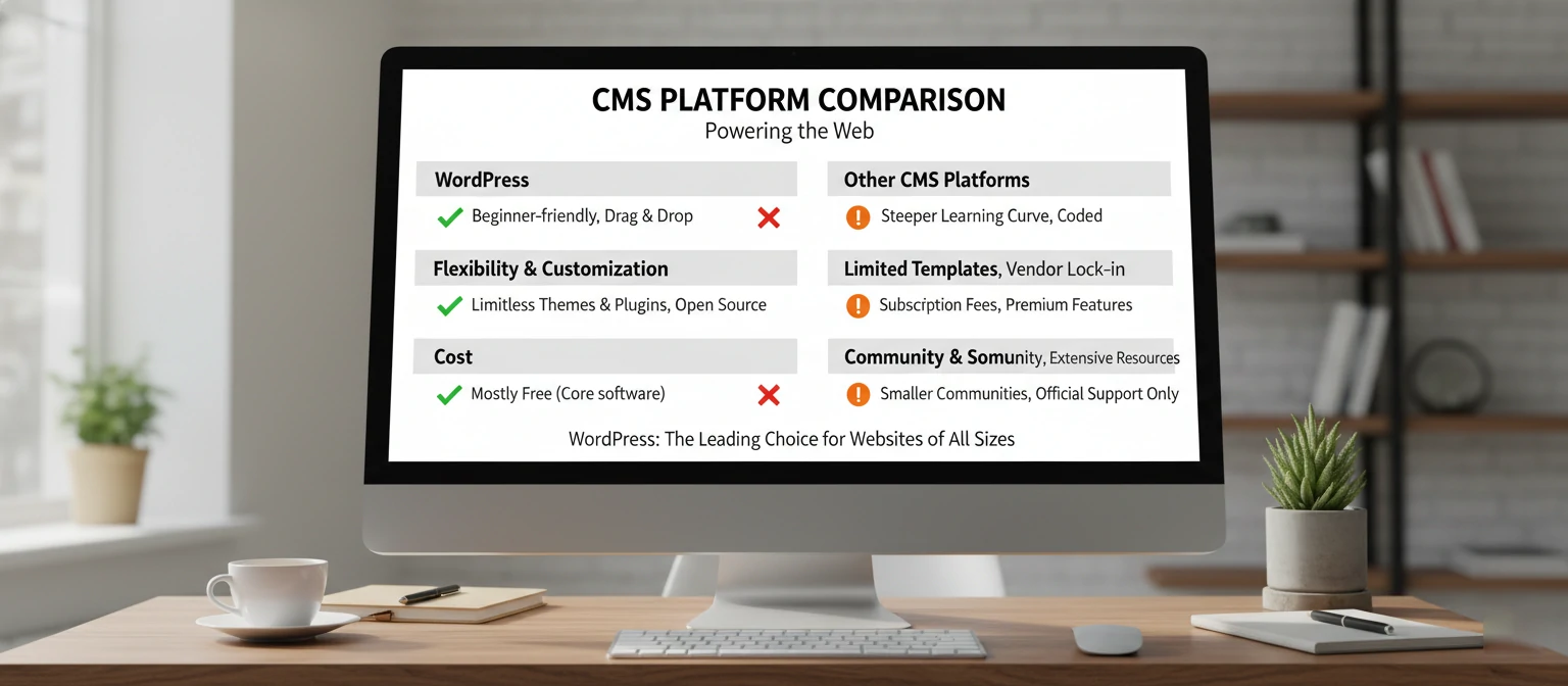 WordPress compared to Drupal, Joomla, and website builders