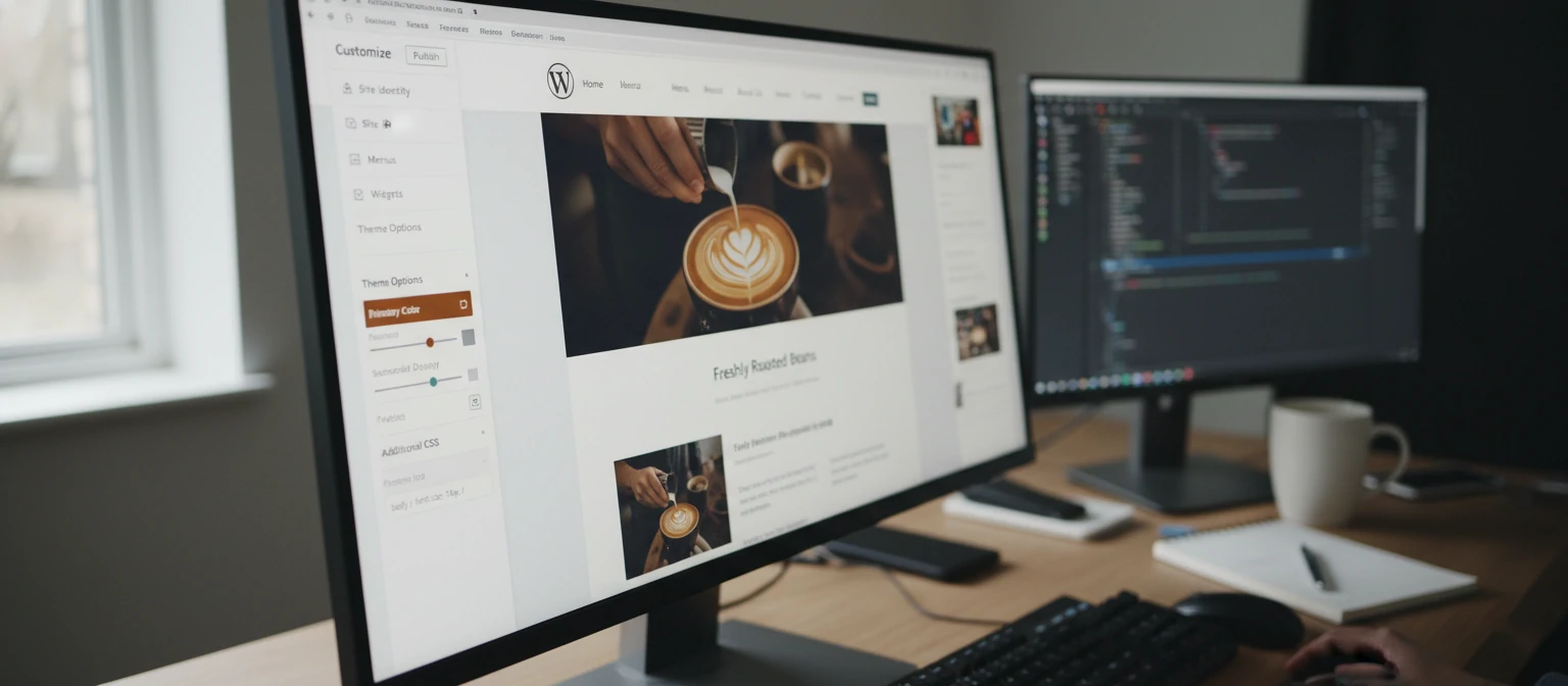 WordPress dashboard interface showing customization options