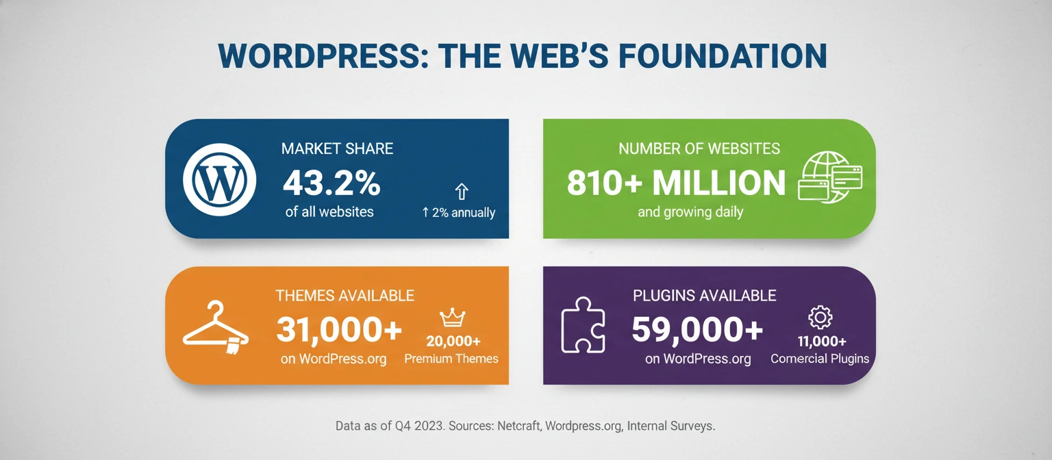 WordPress market dominance and ecosystem overview