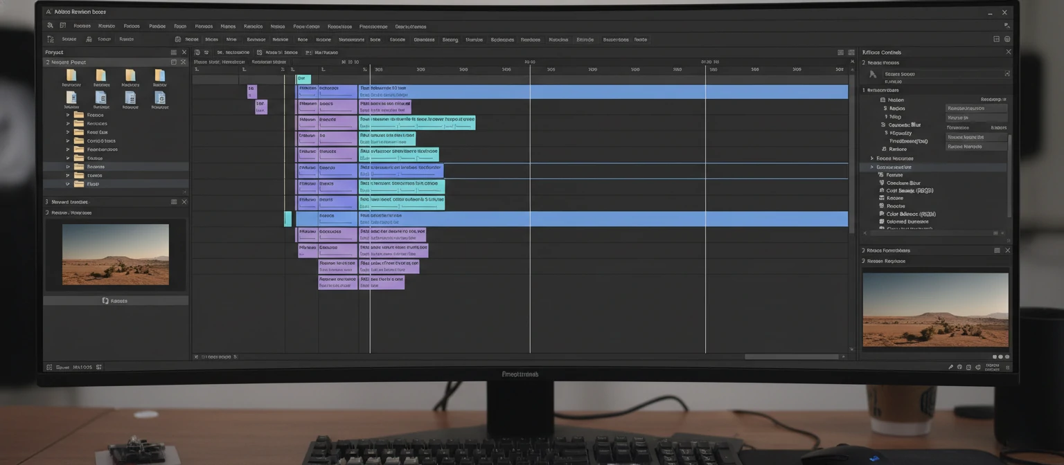 Adobe Premiere Pro interface showing video editing timeline and effects panel