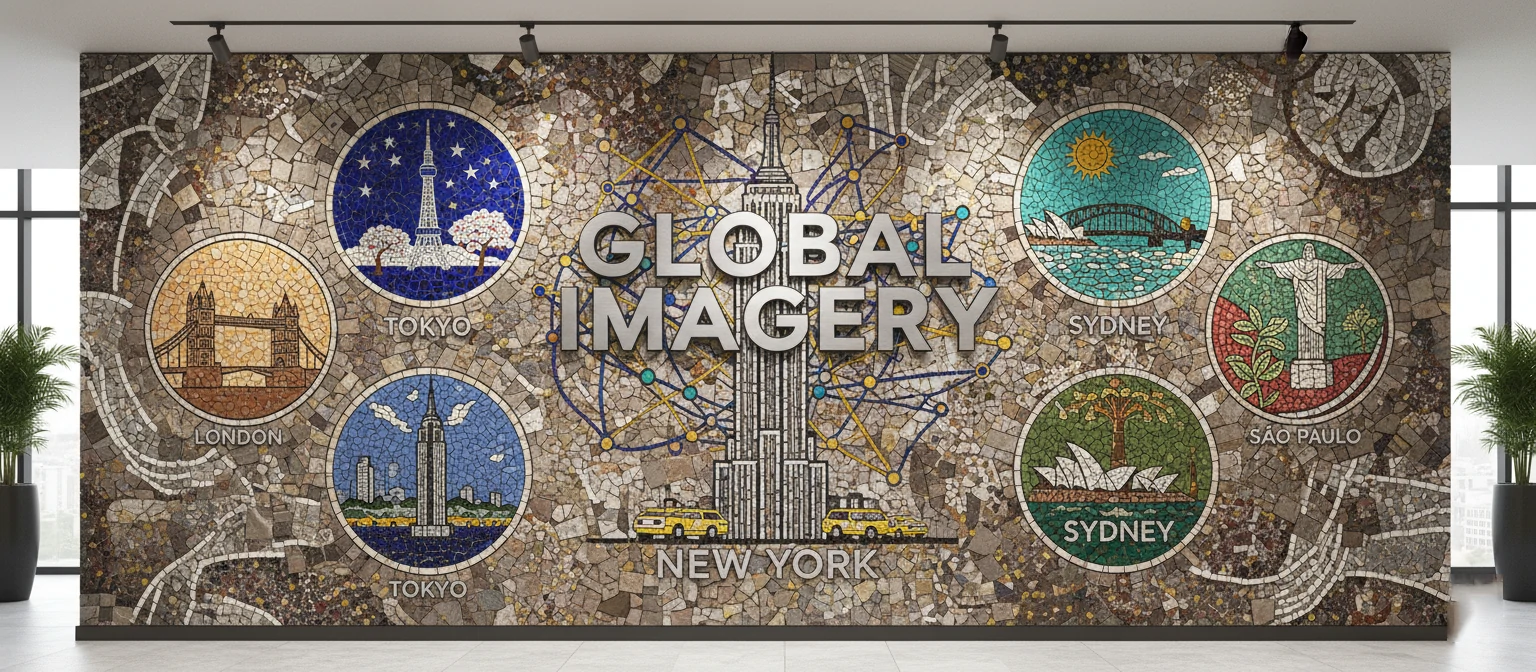 Agency office mosaic showing global locations