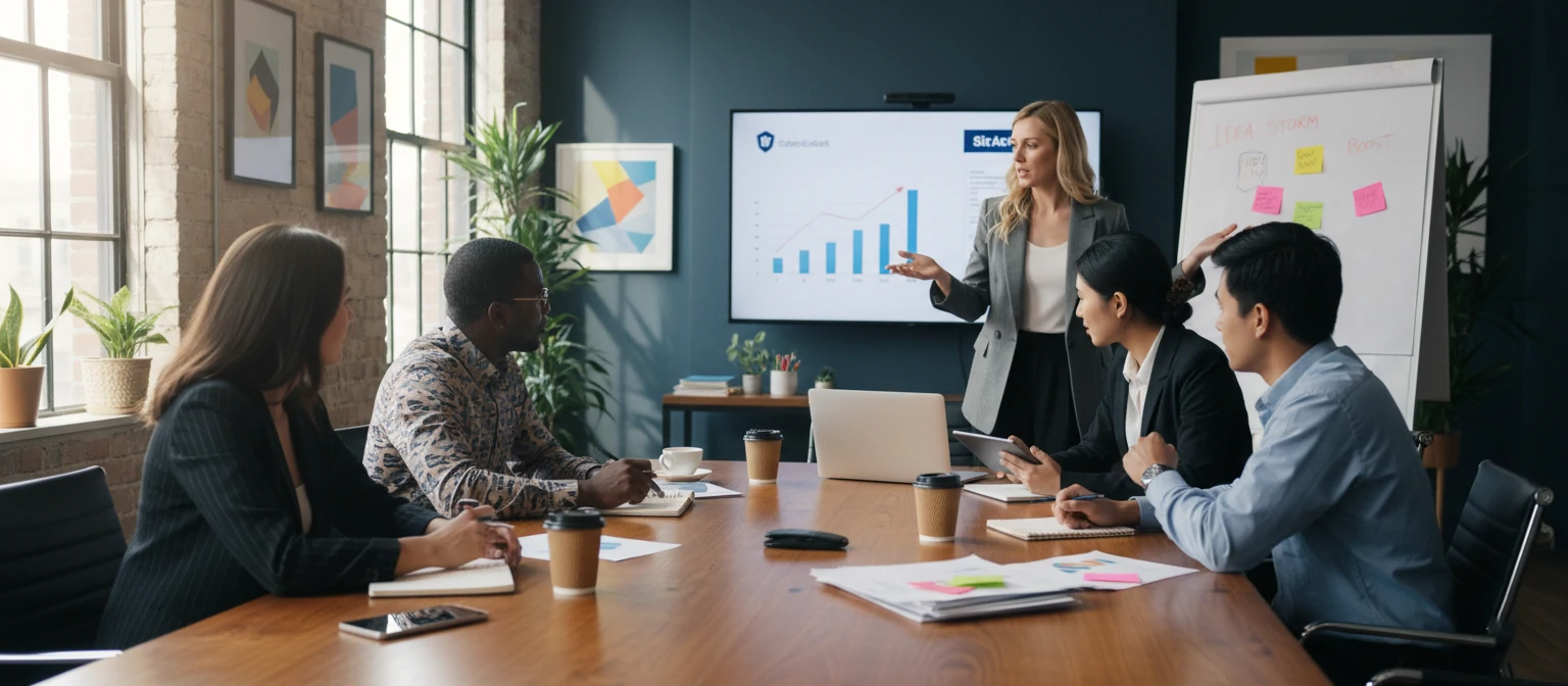 Agency team collaboration meeting around a conference table