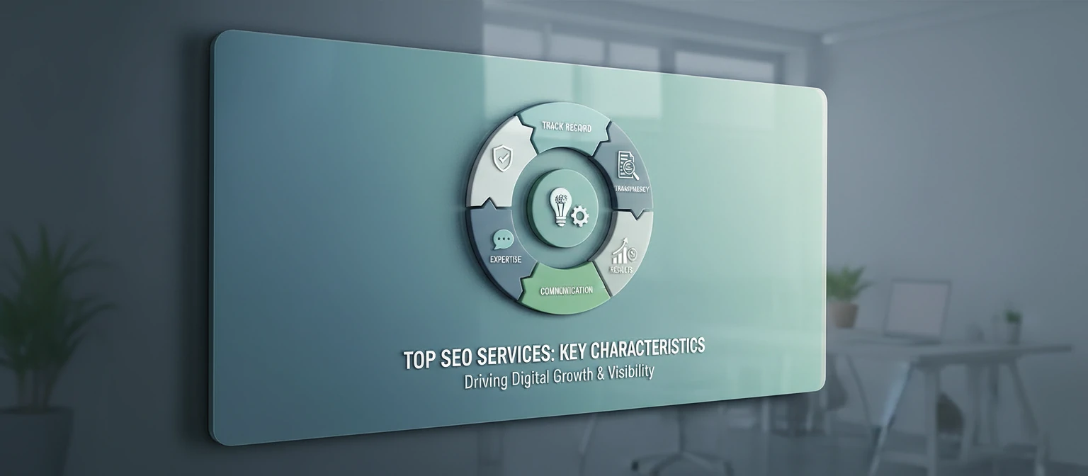 An infographic showing the key characteristics of top SEO services