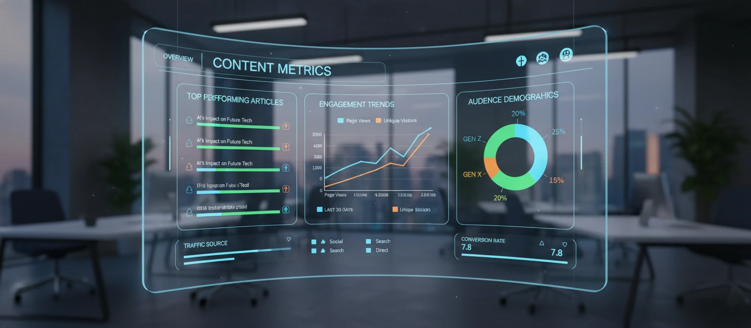 Analytics dashboard content metrics