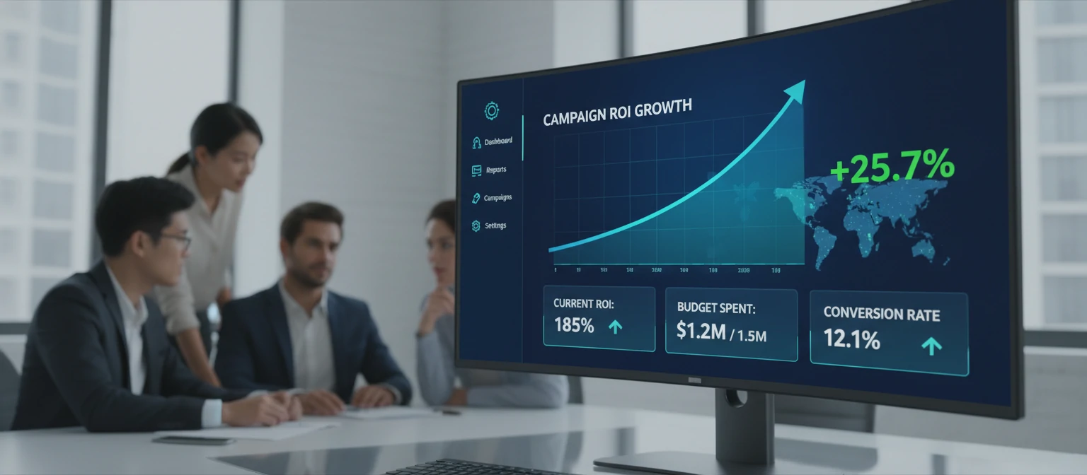 Analytics dashboard showing campaign ROI growth