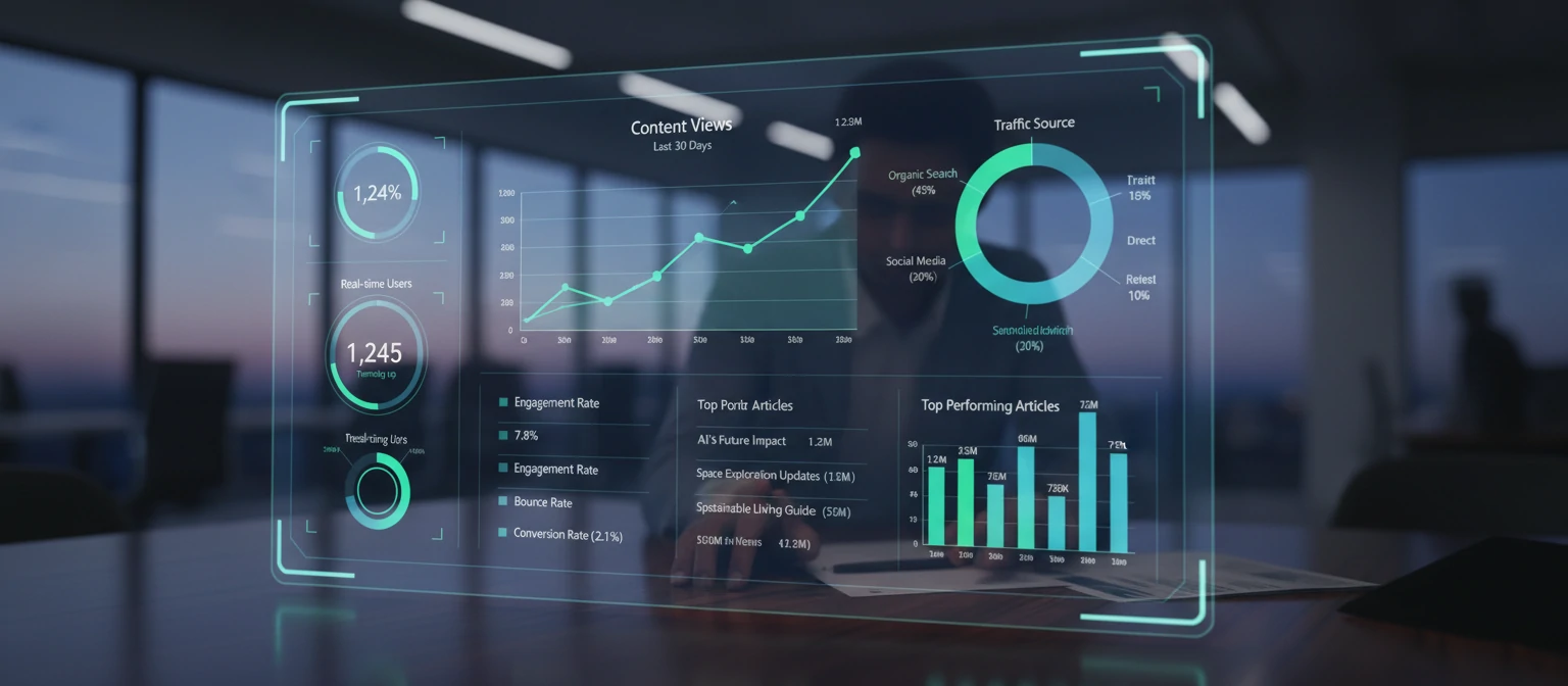 Analytics dashboard showing content performance metrics