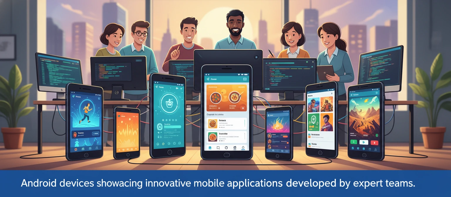 Android devices showcasing innovative mobile applications developed by expert teams