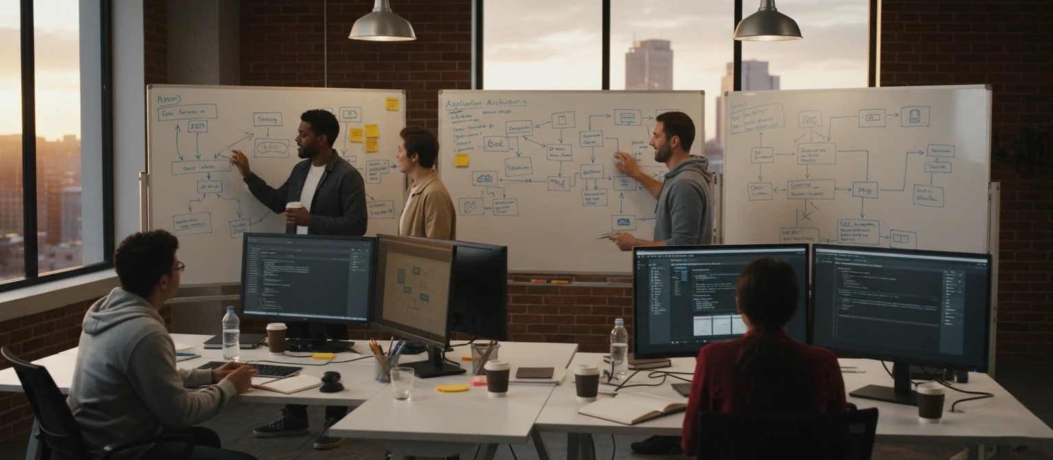 Application development team at work