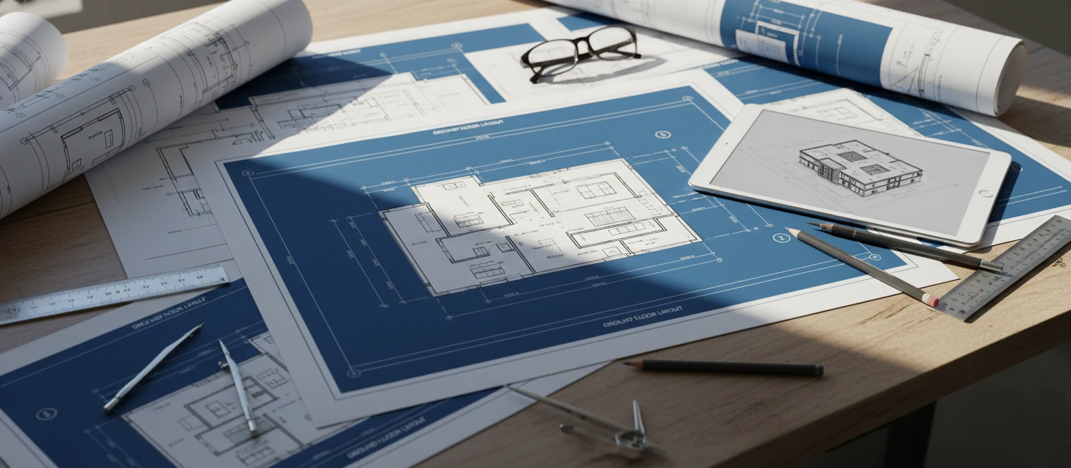 Architectural blueprint and planning documents
