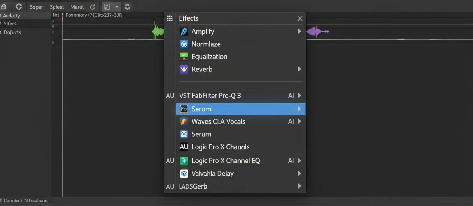 Audacity Effects Menu with Plugins Suggested