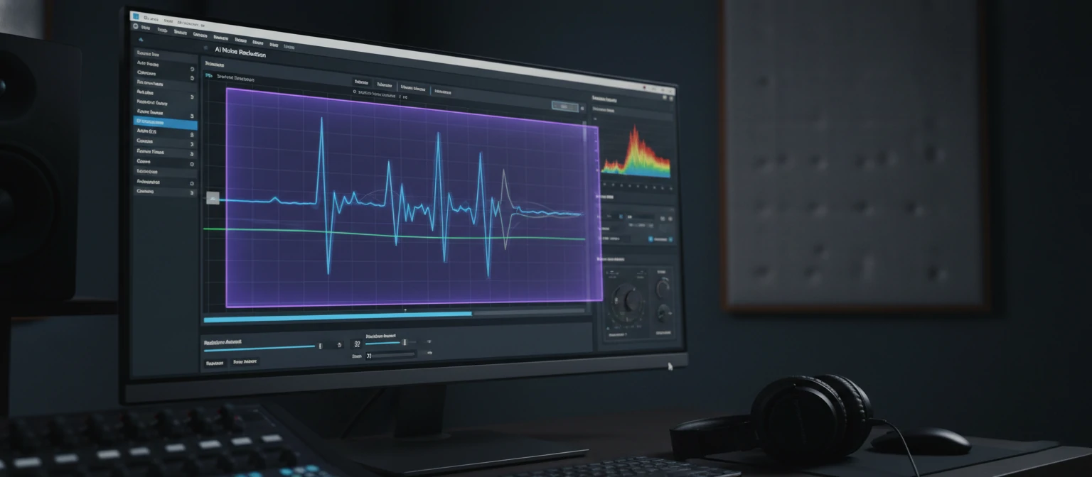 Audio editing software showing noise reduction effects