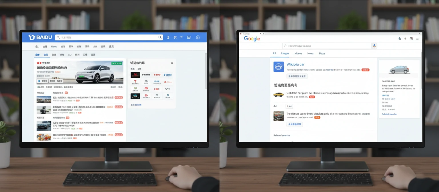 Baidu vs Google search comparison - China search landscape