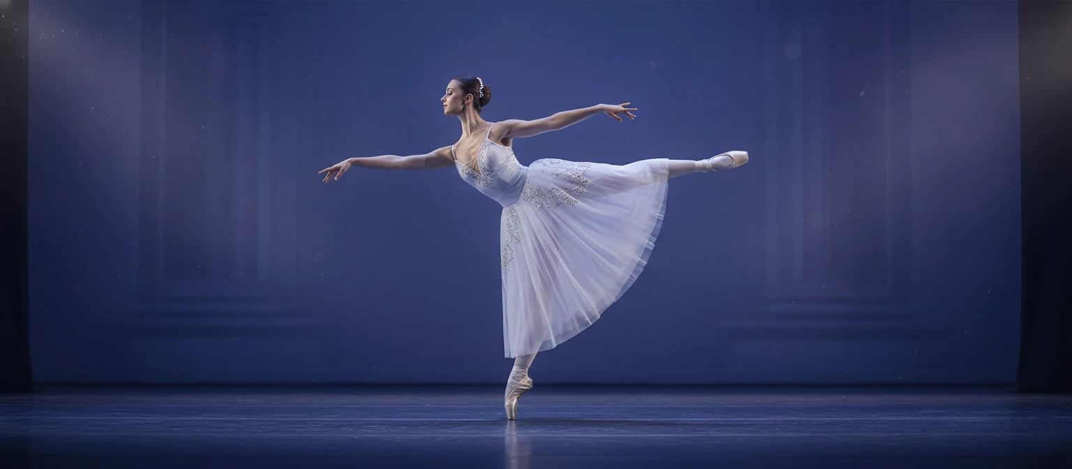 Ballet dancer in elegant arabesque pose
