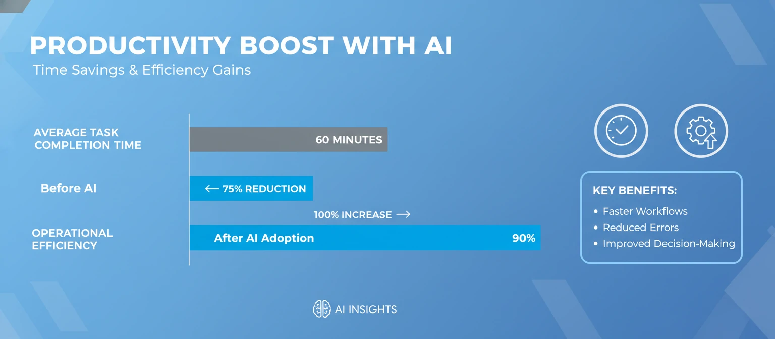 Bar chart comparing time savings and efficiency gains with AI tools