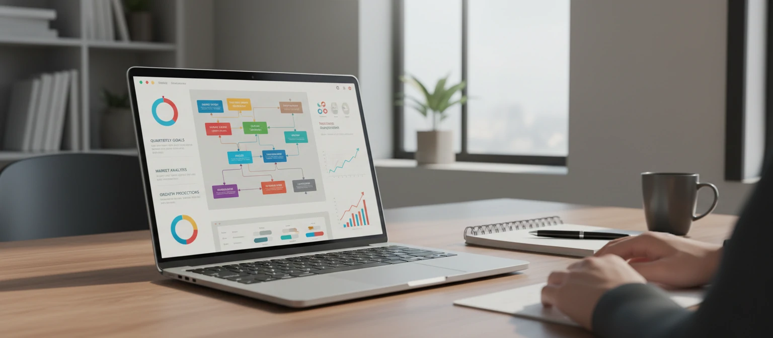 Business strategy planning laptop