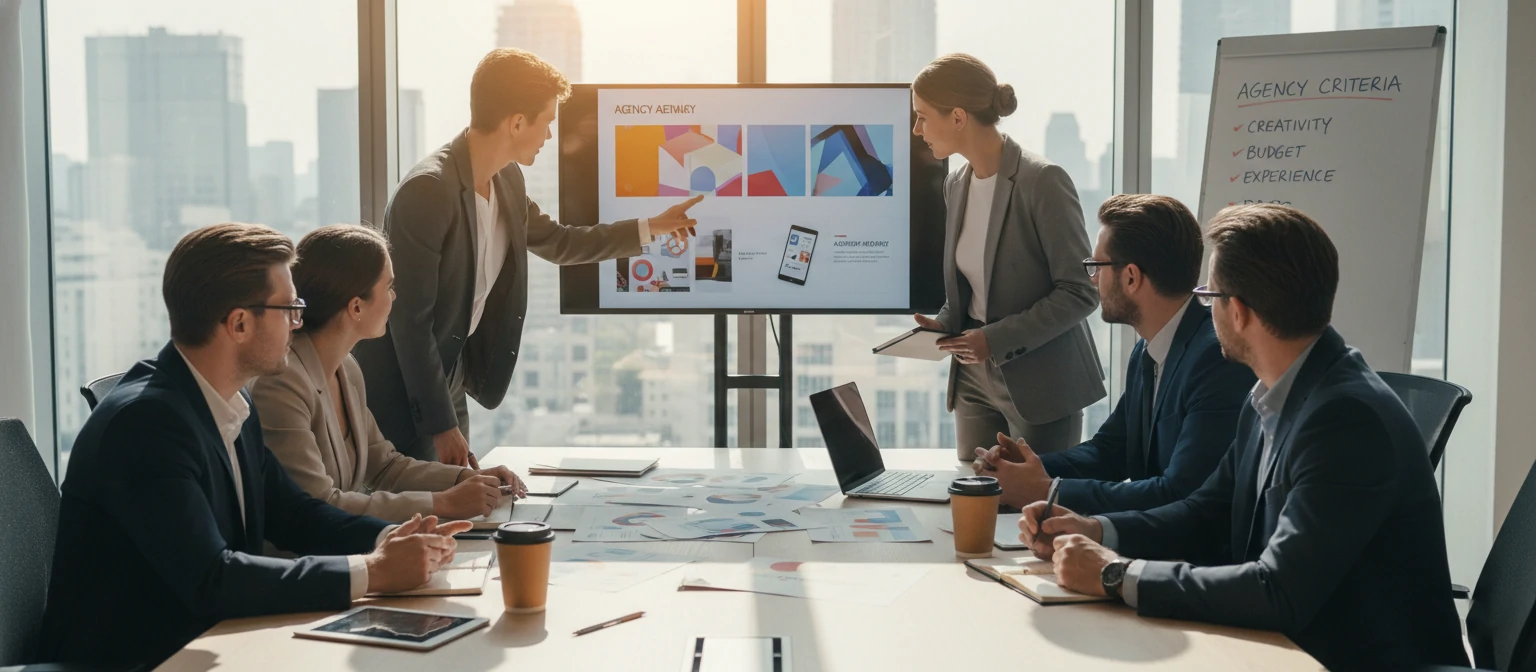 Business team evaluating creative agency options~1