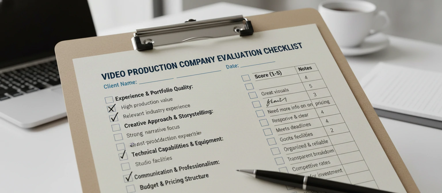 Checklist graphic for evaluating video production companies