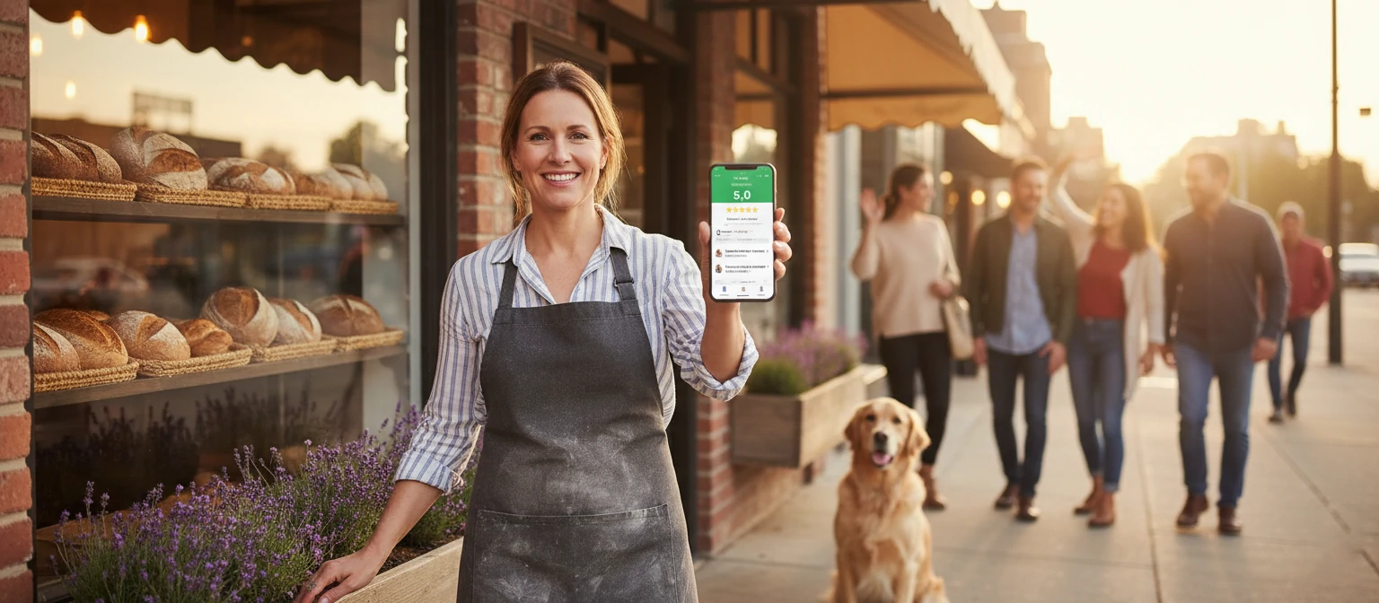 Closing Visual A warm, inviting image of a local business owner