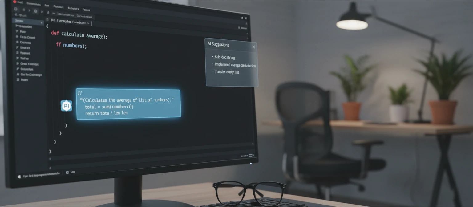 Code editor showing AI-generated code completion
