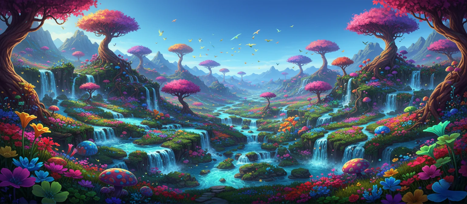 Colorful nature landscape with vibrant colors