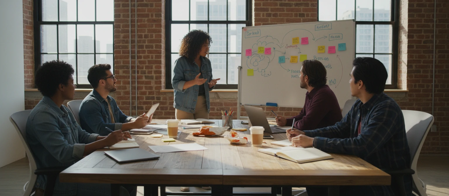 Content creation team brainstorming