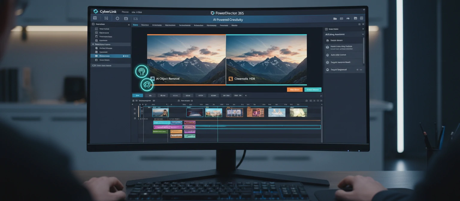 CyberLink PowerDirector user-friendly interface with AI-powered editing features