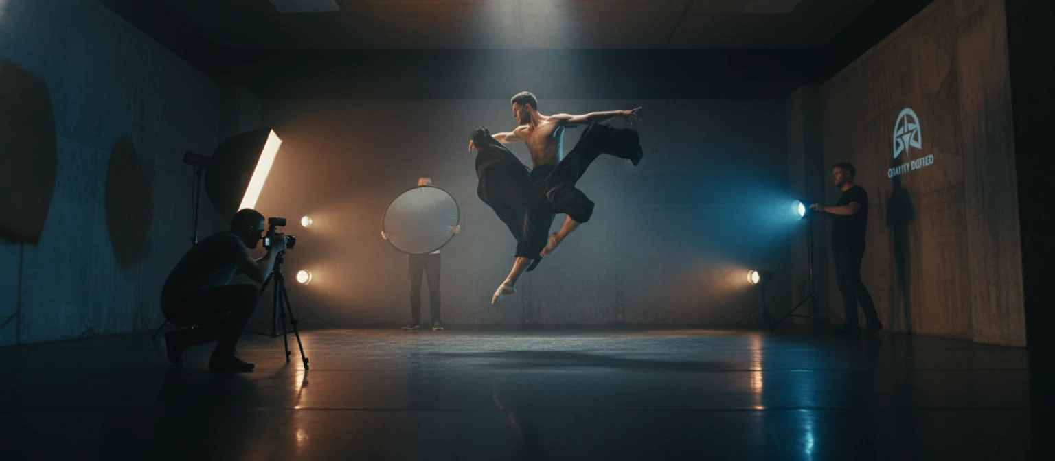 Dance photography session with dramatic lighting