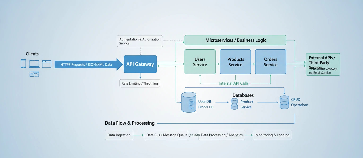 Diagram illustrating API architecture and data flow