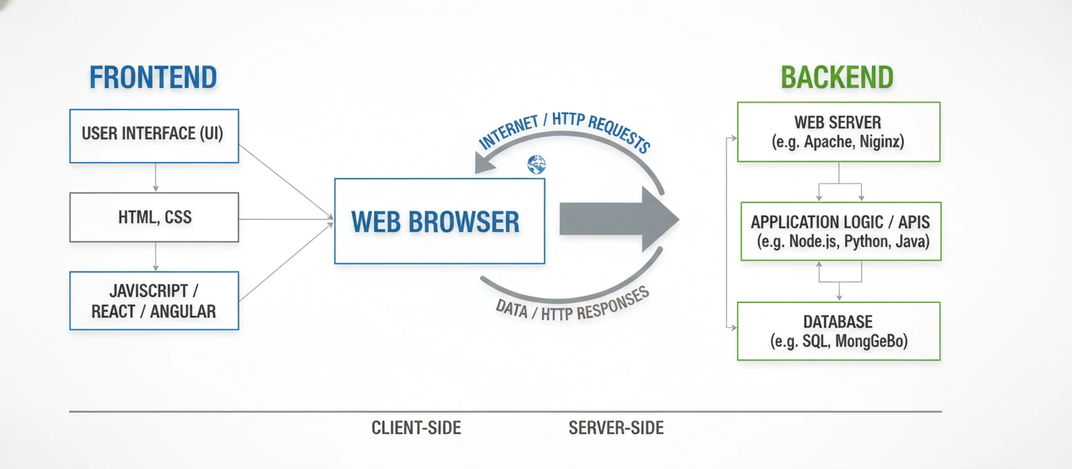 Diagram showing frontend and backend components of a web application