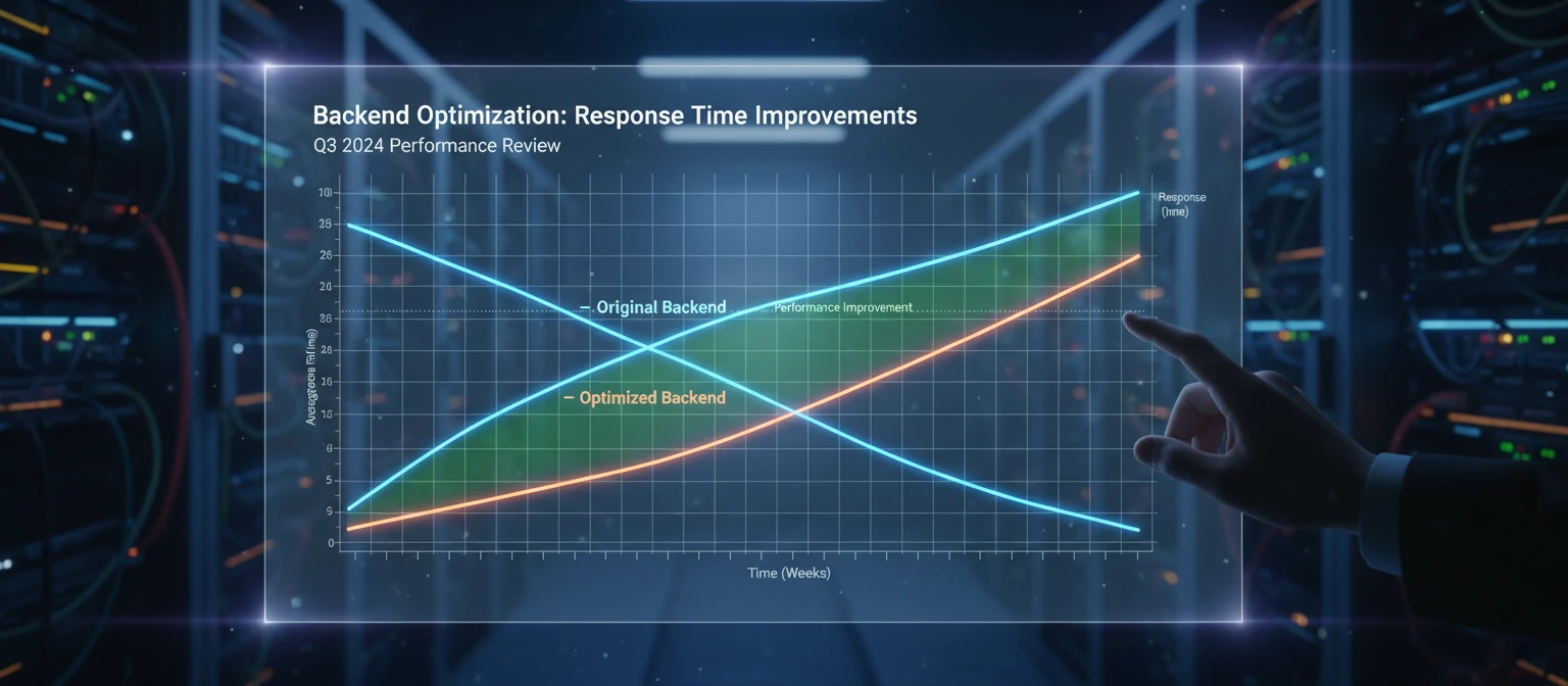 Graph showing performance improvements with backend optimization