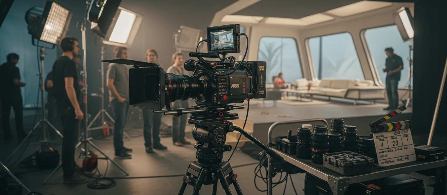 High-quality cinema camera equipment on professional video production set