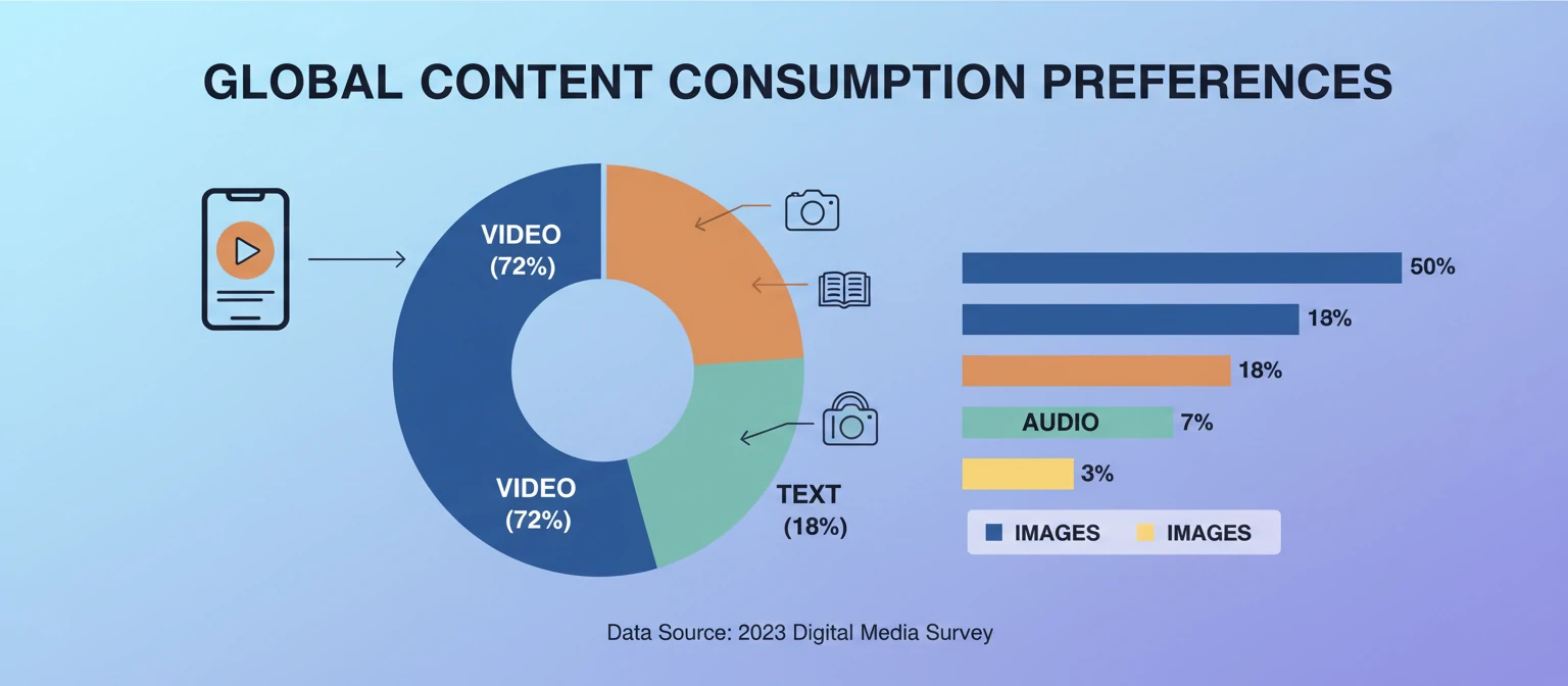 Infographic displaying statistics on content consumption preferences