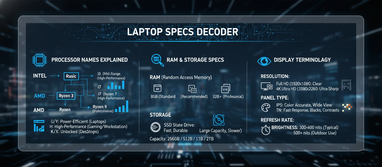 Infographic showing laptop specs decoder