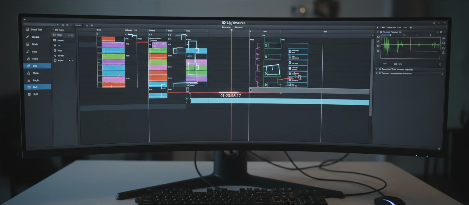 Lightworks professional editing timeline with advanced cutting and trimming tools