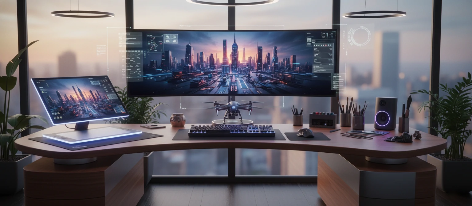 Modern digital workspace with cutting-edge creative tools