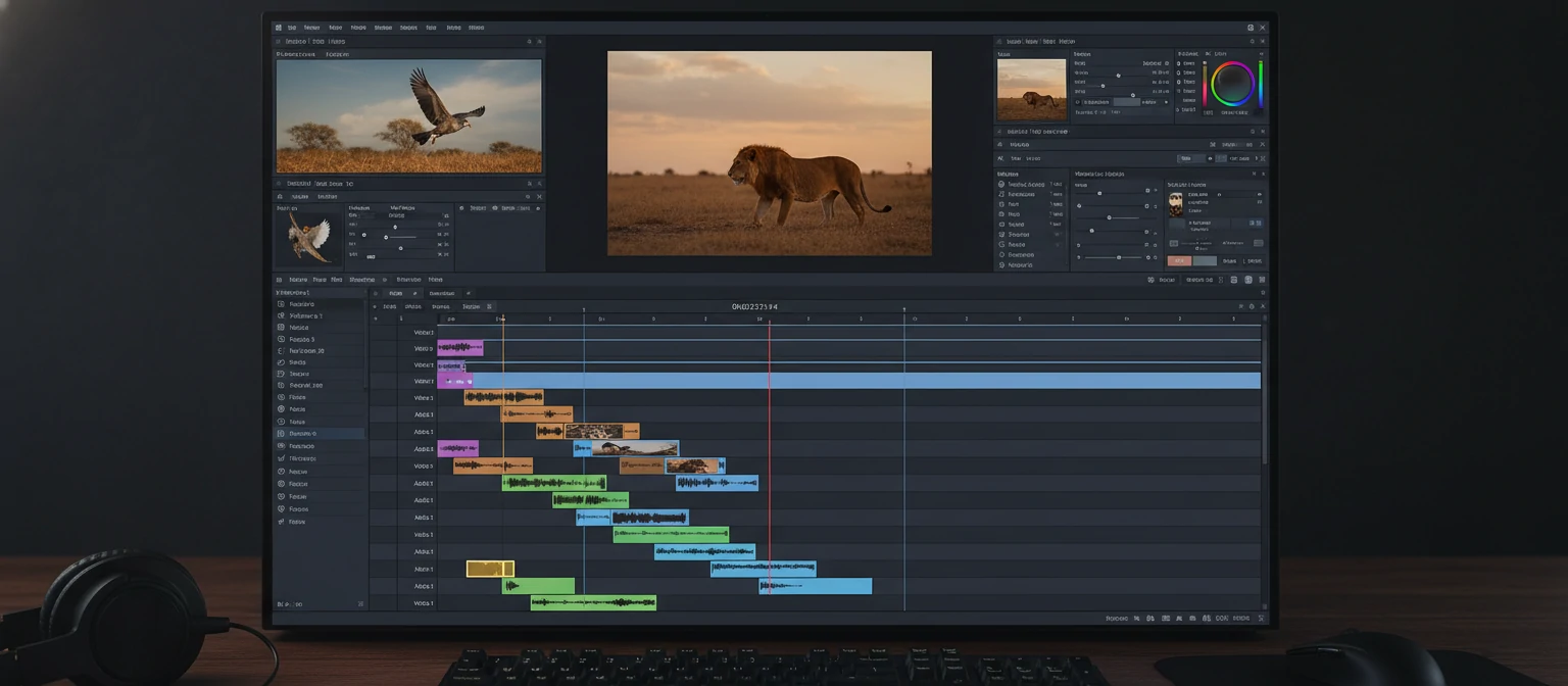 Modern video editing software on computer screen