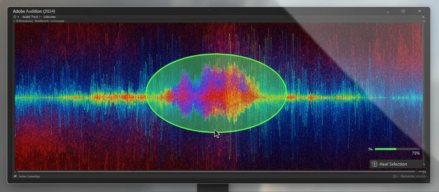 Screenshot of Audition's Spectral Frequency Display showing a selected unwanted sound highlighted