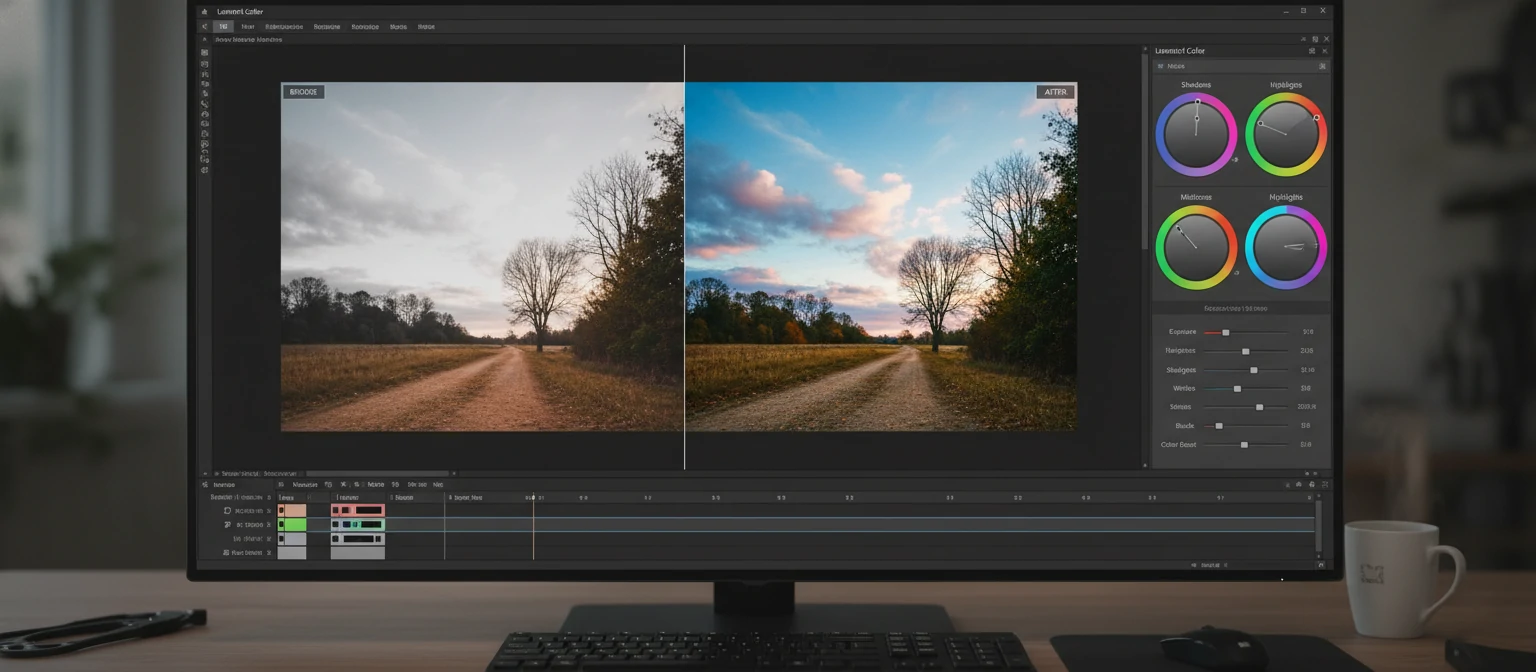 Screenshot of Lumetri Color panel with color wheels visible