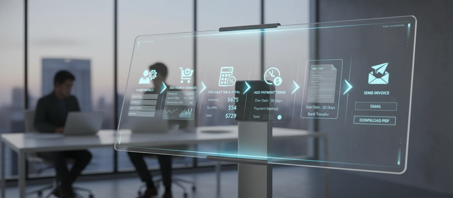 Step by step invoice creation process workflow