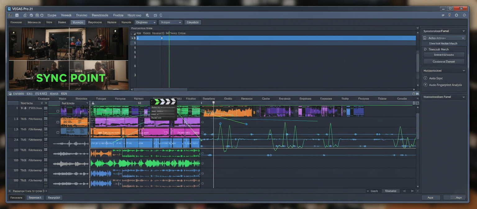 VEGAS Pro editing software with audio and video synchronization tools