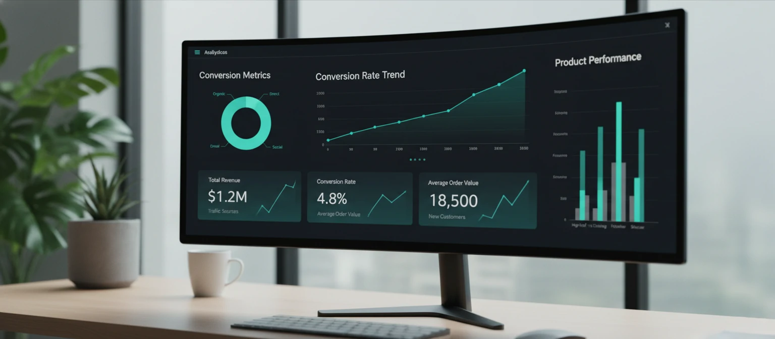 Analytics dashboard showing conversion metrics and data