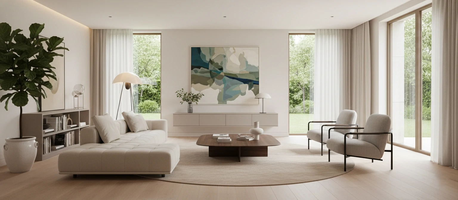 Beautiful modern home interior with designer furniture