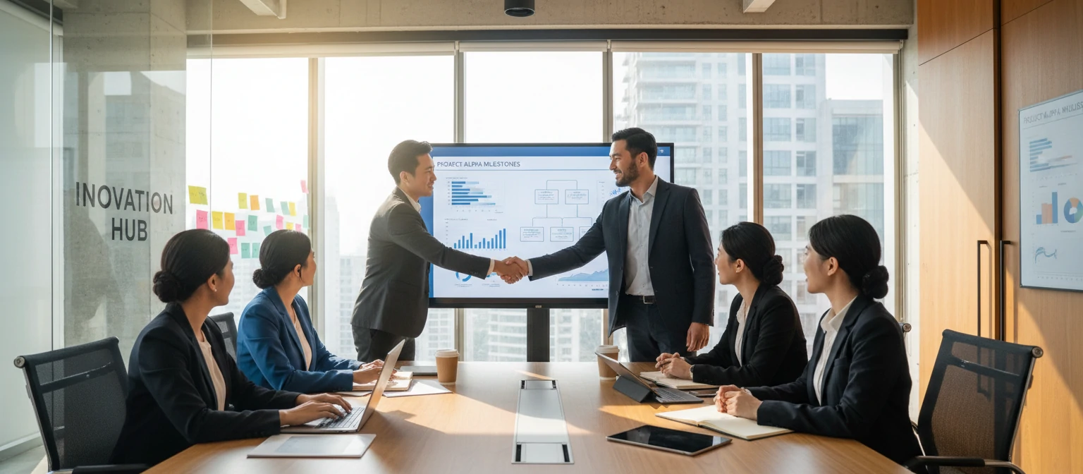 Business partnership meeting and team collaboration