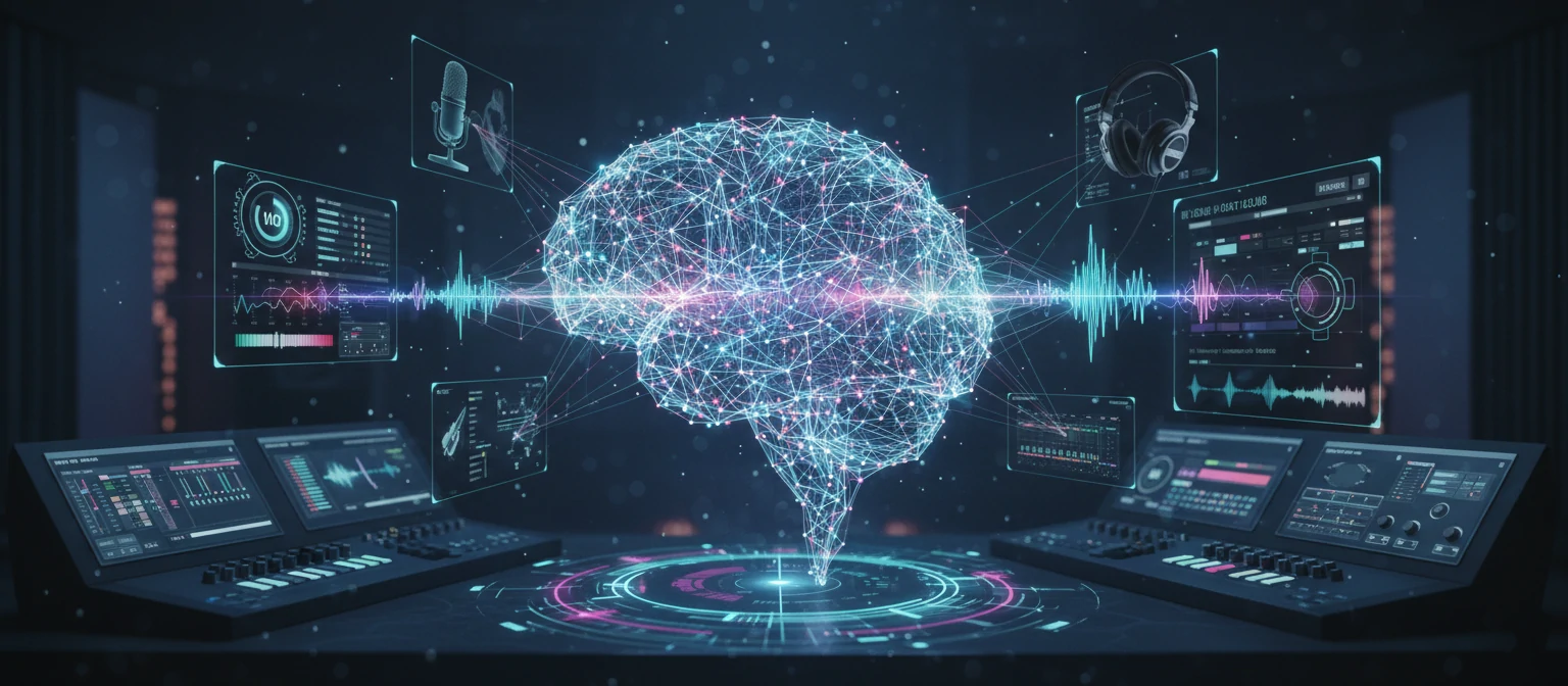 Conceito de inteligência artificial e áudio